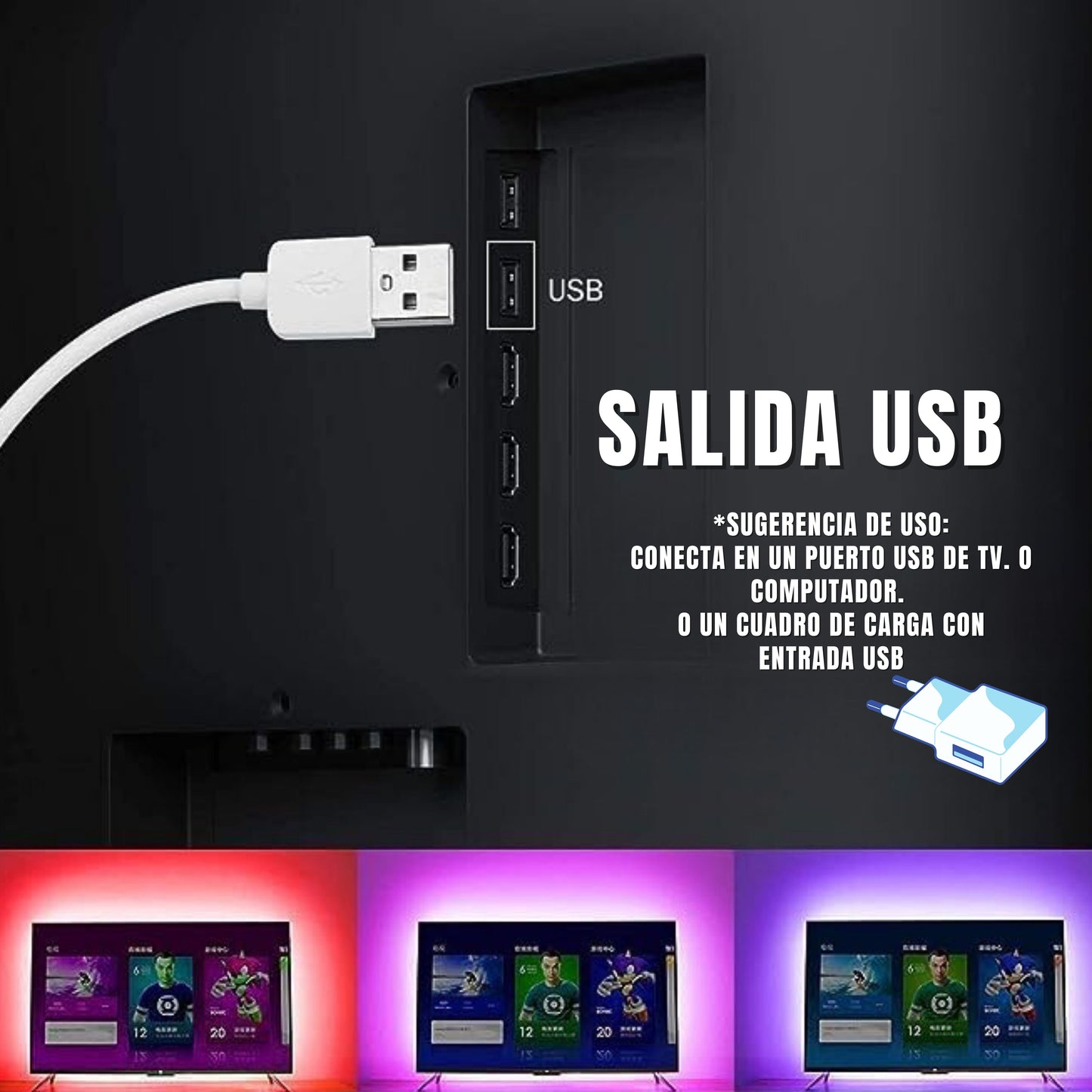 Tira LED 5 Metros Bluetooth con cable de datos USB, Tiras LED para controlar desde el celular, Luces LED Multicolor y Ajustable, Adecuado para Navidad, Año nuevo 5m tira luces led para TV